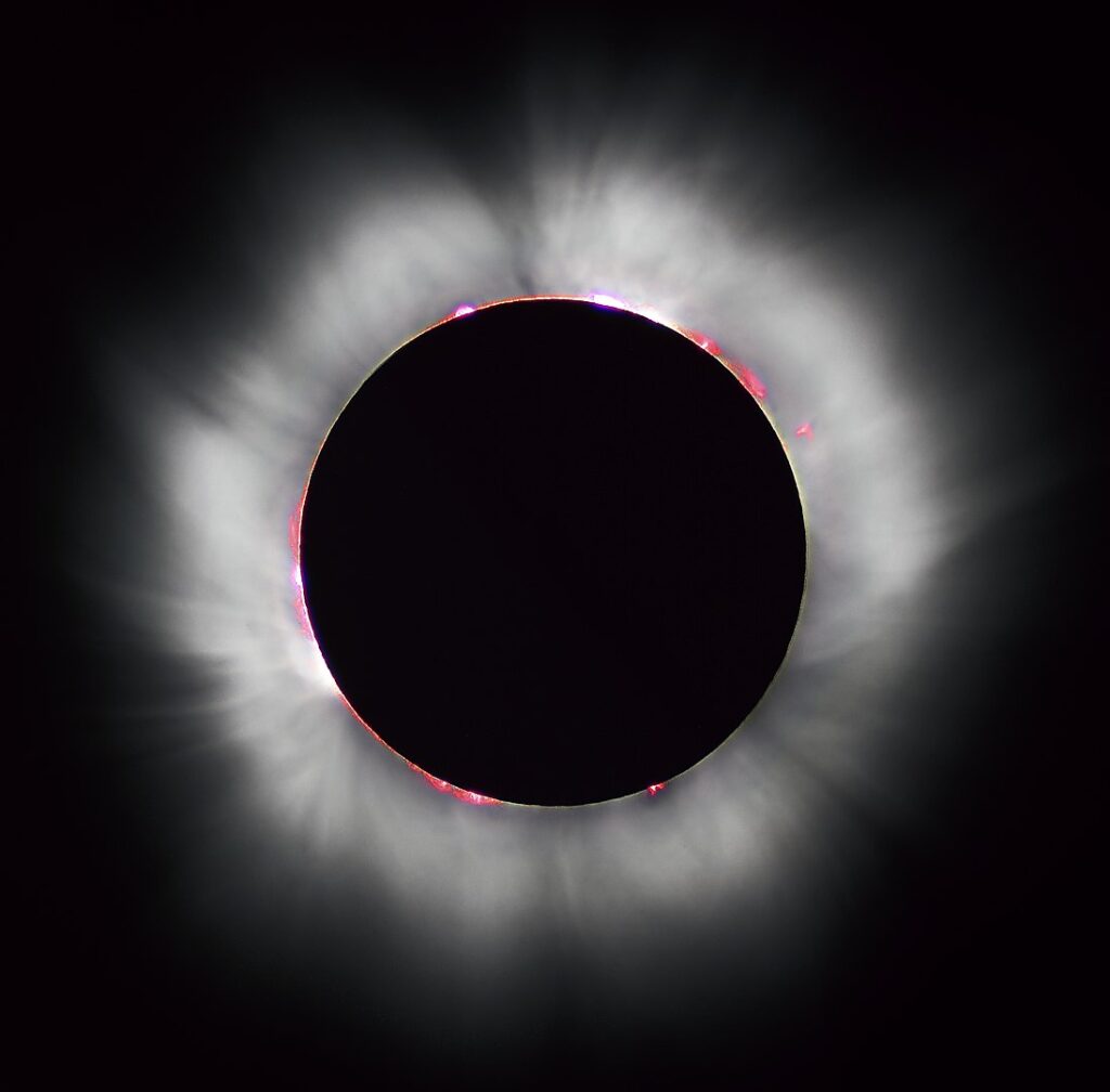 Sun's corona visible due to Total Solar Eclipse
