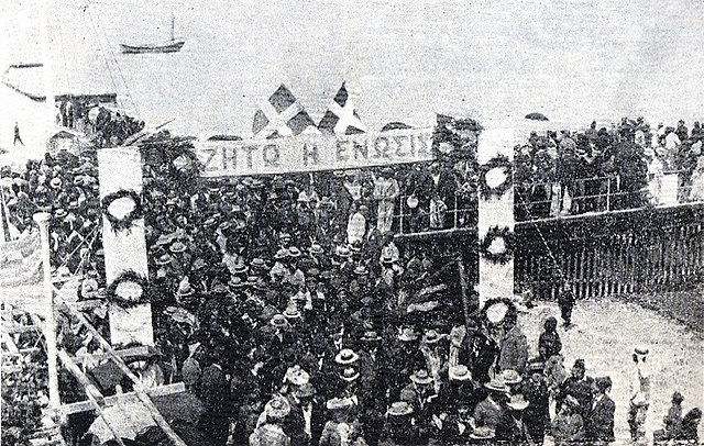 A Greek Cypriot demonstration in the 1930s in favour of Enosis (union) with Greece